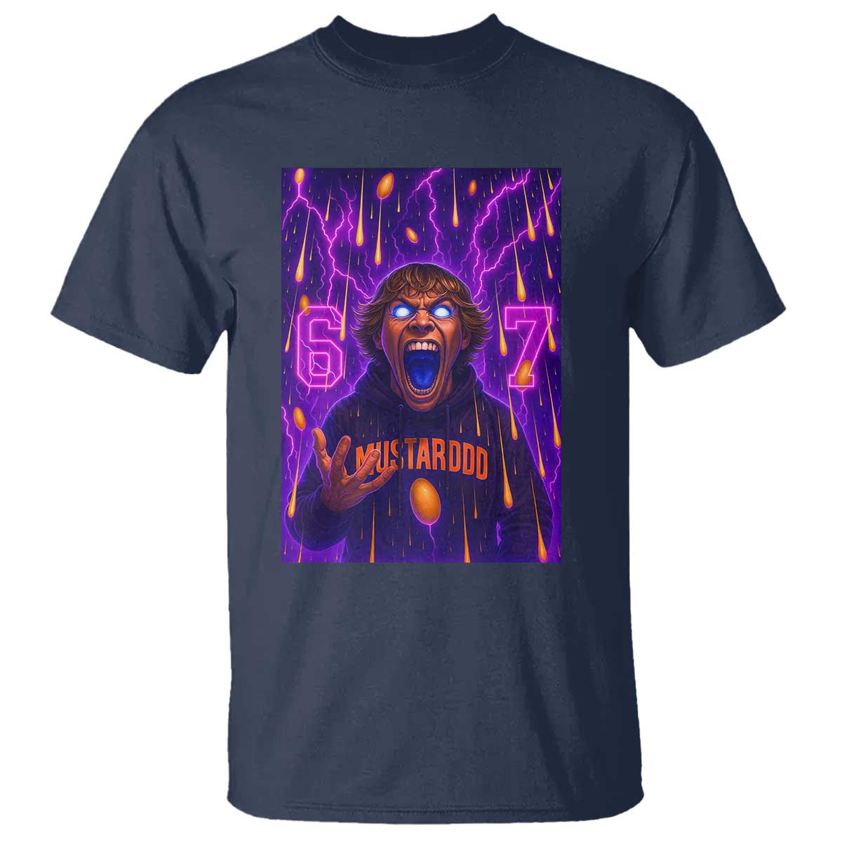Mason 67 Meme Graphic T Shirt Glowing Eyes Devil Edit 6 7 Viral Six Seven Scream - Wonder Print Shop