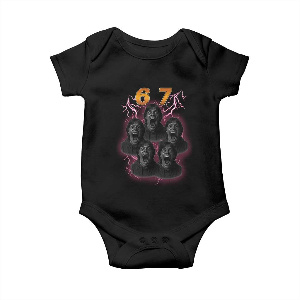 Mason 6 7 Meme Graphic Baby Onesie Six Seven 67 Meme Horror Edit Bootleg - Wonder Print Shop