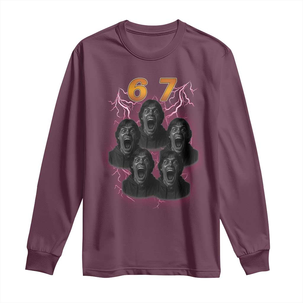 Mason 6 7 Meme Graphic Long Sleeve Shirt Six Seven 67 Meme Horror Edit Bootleg - Wonder Print Shop