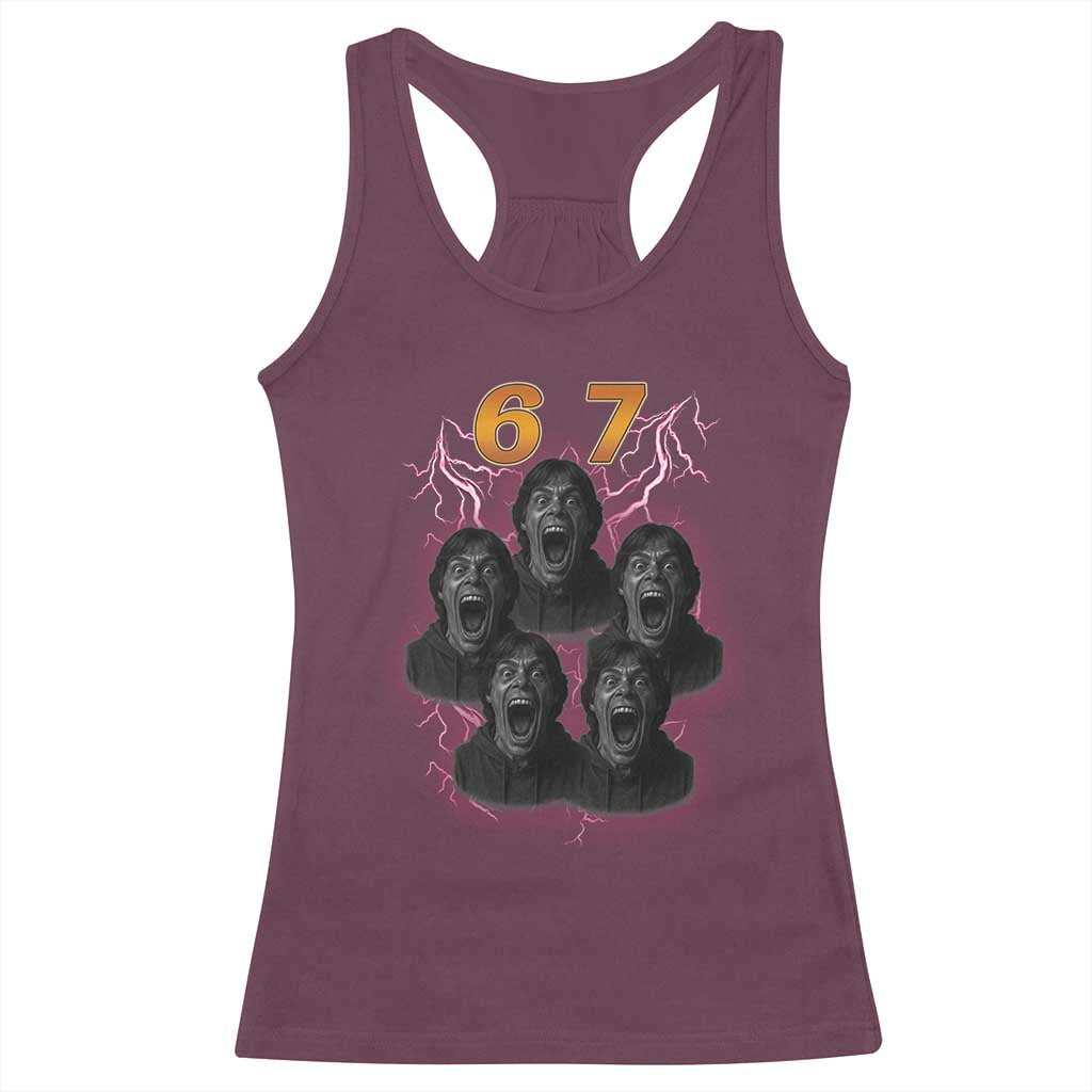 Mason 6 7 Meme Graphic Racerback Tank Top Six Seven 67 Meme Horror Edit Bootleg - Wonder Print Shop