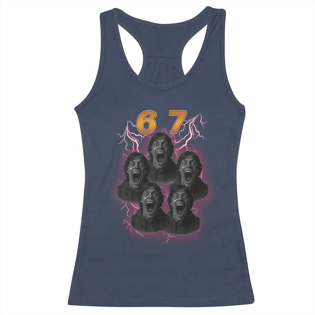 Mason 6 7 Meme Graphic Racerback Tank Top Six Seven 67 Meme Horror Edit Bootleg - Wonder Print Shop