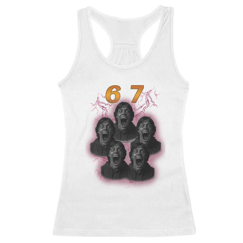 Mason 6 7 Meme Graphic Racerback Tank Top Six Seven 67 Meme Horror Edit Bootleg - Wonder Print Shop