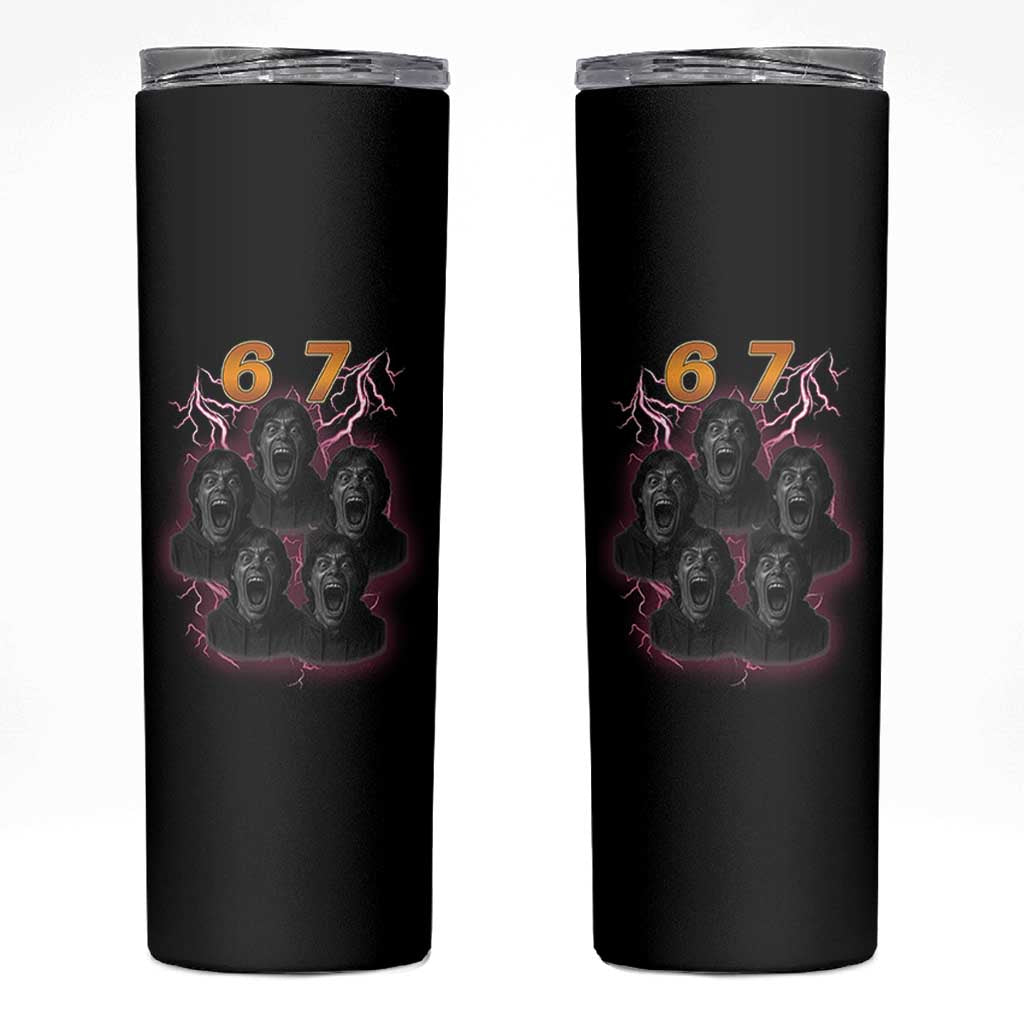 Mason 6 7 Meme Graphic Skinny Tumbler Six Seven 67 Meme Horror Edit Bootleg - Wonder Print Shop