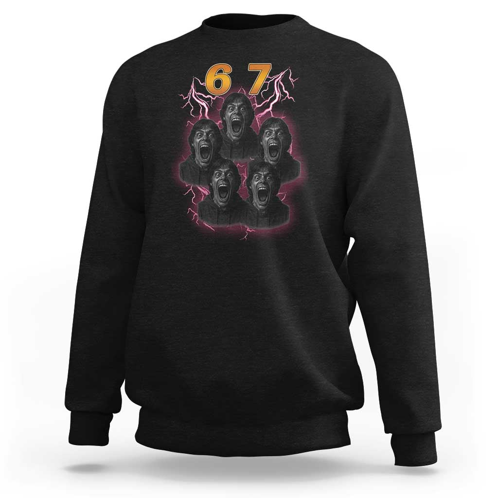 Mason 6 7 Meme Graphic Sweatshirt Six Seven 67 Meme Horror Edit Bootleg - Wonder Print Shop