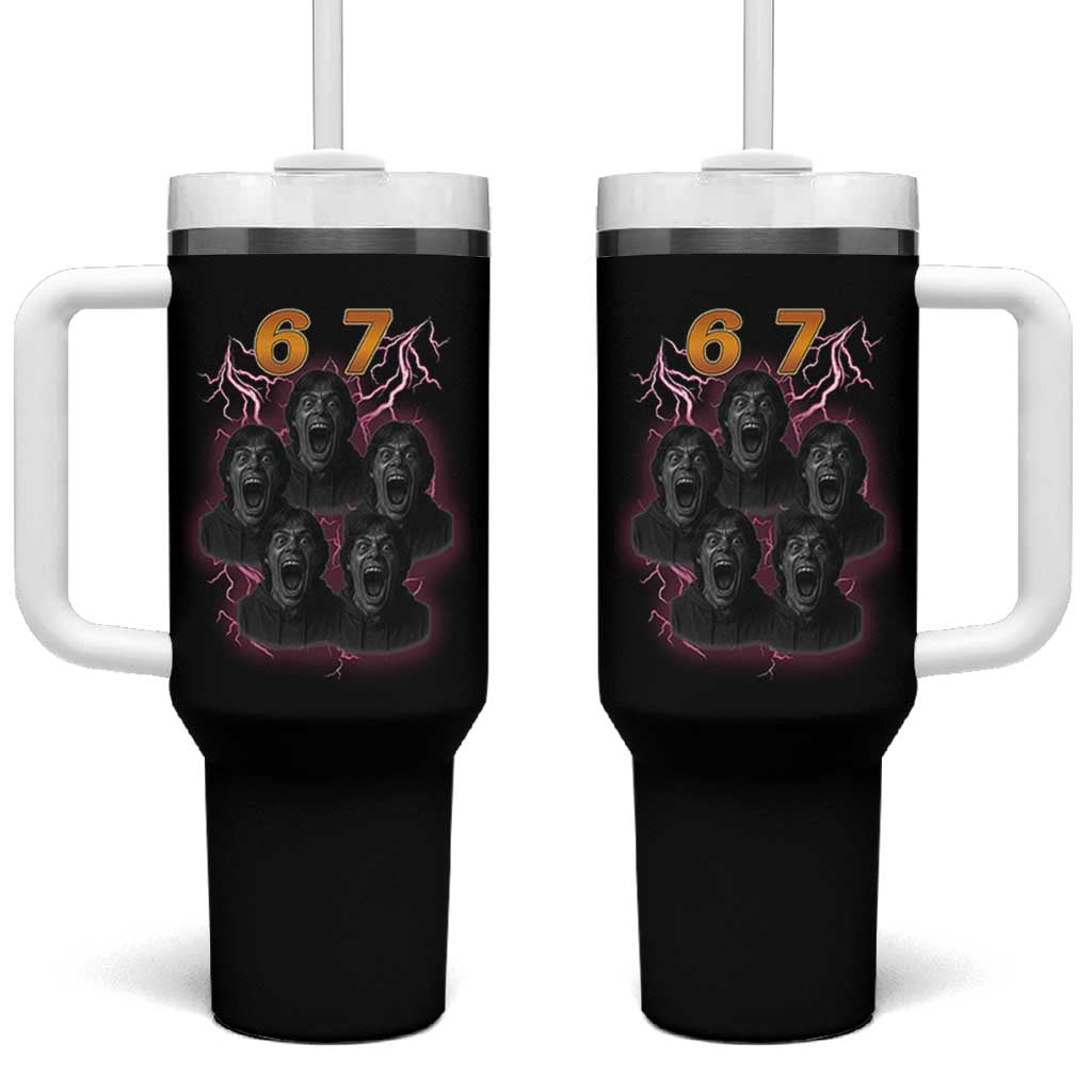 Mason 6 7 Meme Graphic Tumbler With Handle Six Seven 67 Meme Horror Edit Bootleg - Wonder Print Shop