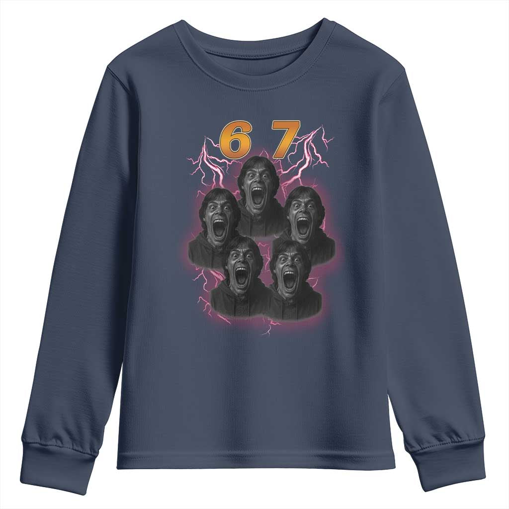 Mason 6 7 Meme Graphic Youth Sweatshirt Six Seven 67 Meme Horror Edit Bootleg - Wonder Print Shop