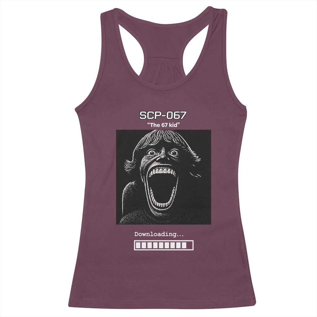 SCP 67 Mason The 6 7 Kid Meme Racerback Tank Top Six Seven Boy Horror Edit - Wonder Print Shop