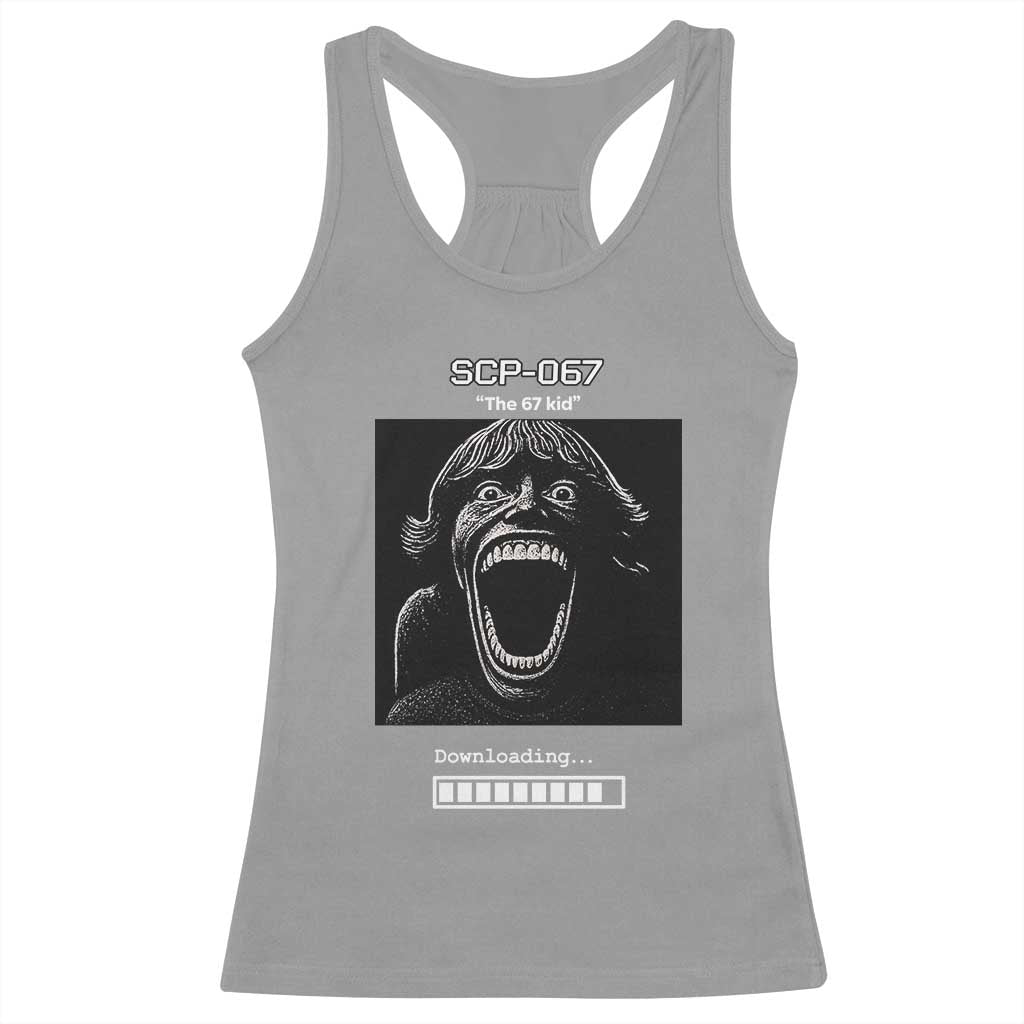 SCP 67 Mason The 6 7 Kid Meme Racerback Tank Top Six Seven Boy Horror Edit - Wonder Print Shop