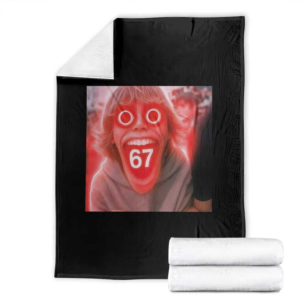 67 Mason Kid Glitchcore Graphic Throw Blanket Screaming Boy Six Seven Viral Meme Devil Edit - Wonder Print Shop