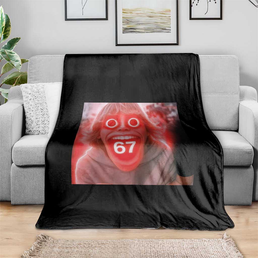 67 Mason Kid Glitchcore Graphic Throw Blanket Screaming Boy Six Seven Viral Meme Devil Edit - Wonder Print Shop