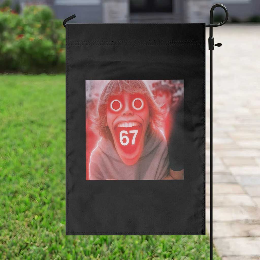 67 Mason Kid Glitchcore Graphic Garden Flag Screaming Boy Six Seven Viral Meme Devil Edit - Wonder Print Shop