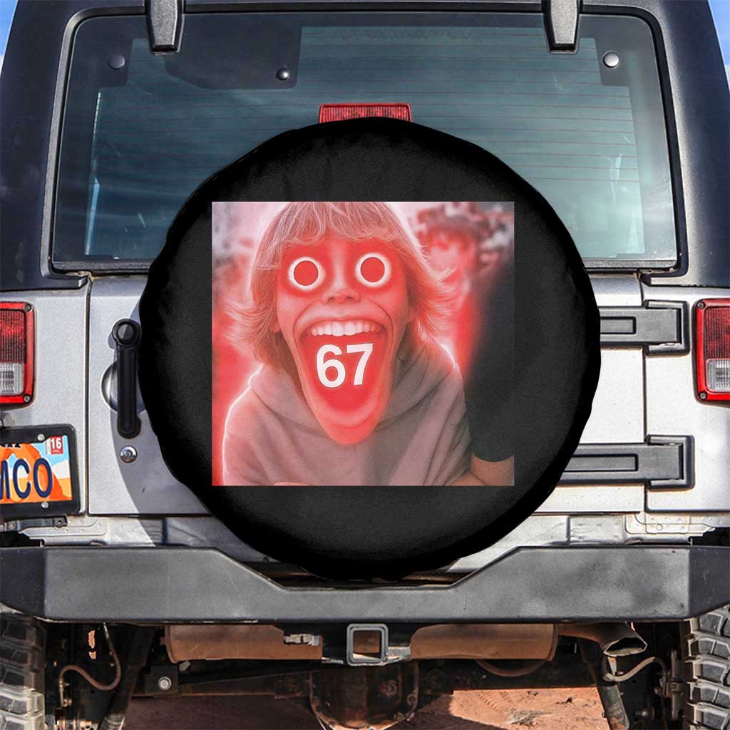 67 Mason Kid Glitchcore Graphic Spare Tire Cover Screaming Boy Six Seven Viral Meme Devil Edit - Wonder Print Shop