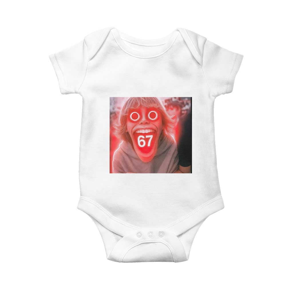 67 Mason Kid Glitchcore Graphic Baby Onesie Screaming Boy Six Seven Viral Meme Devil Edit - Wonder Print Shop