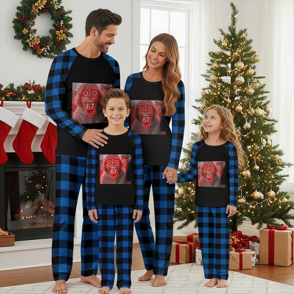 67 Mason Kid Glitchcore Graphic Plaid Pajama Set Screaming Boy Six Seven Viral Meme Devil Edit - Wonder Print Shop