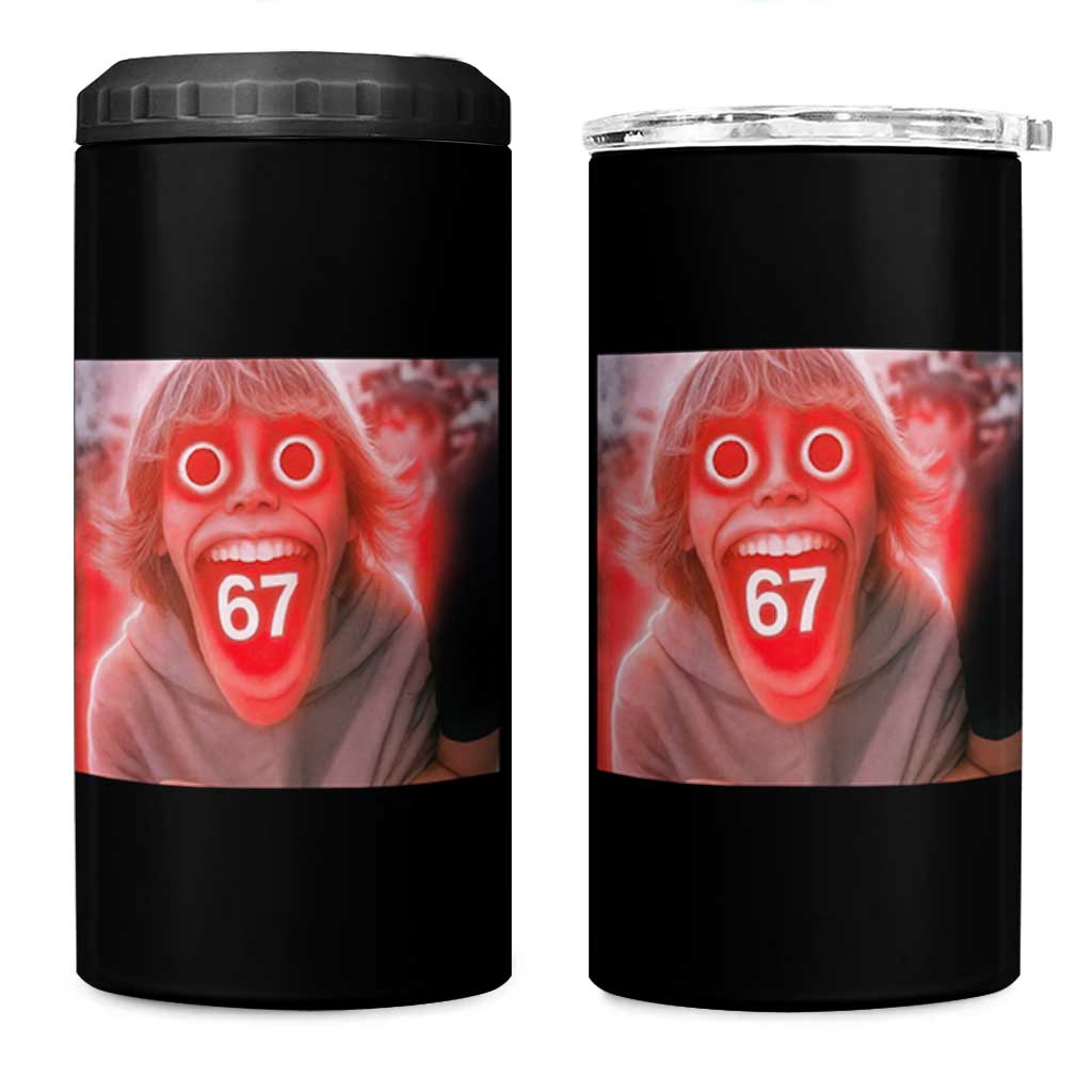 67 Mason Kid Glitchcore Graphic 4 in 1 Can Cooler Tumbler Screaming Boy Six Seven Viral Meme Devil Edit - Wonder Print Shop