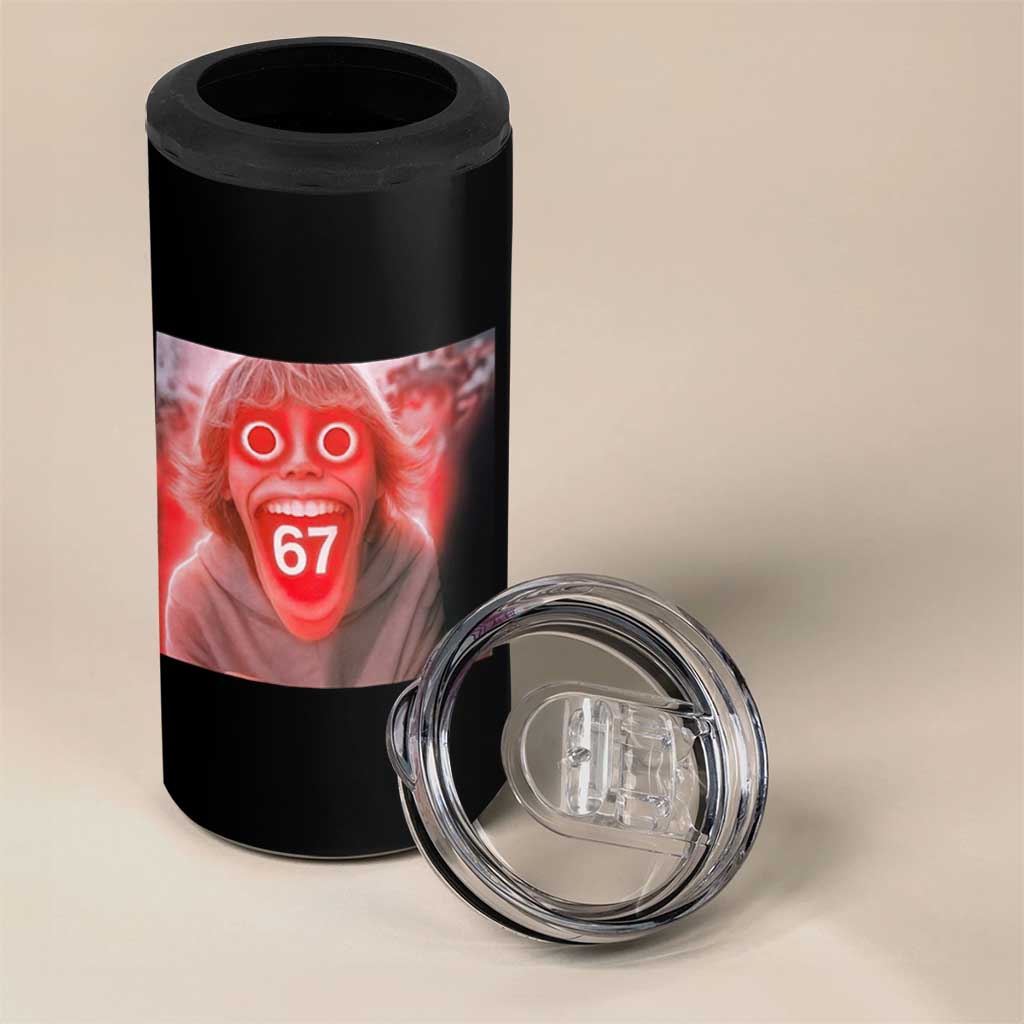 67 Mason Kid Glitchcore Graphic 4 in 1 Can Cooler Tumbler Screaming Boy Six Seven Viral Meme Devil Edit - Wonder Print Shop