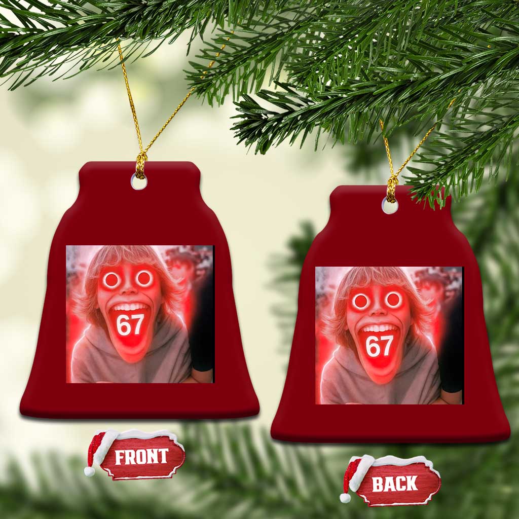 67 Mason Kid Glitchcore Graphic Ceramic Ornament Screaming Boy Six Seven Viral Meme Devil Edit - Wonder Print Shop