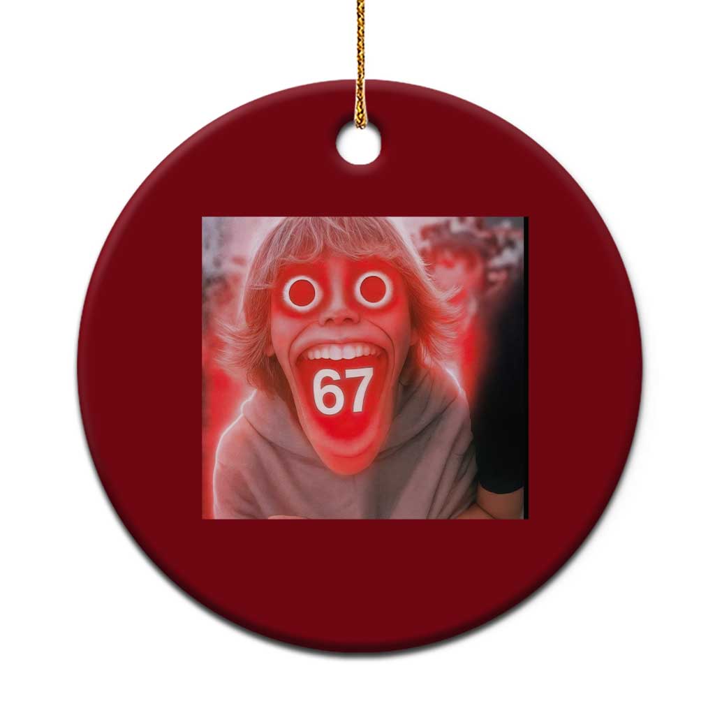 67 Mason Kid Glitchcore Graphic Ceramic Ornament Screaming Boy Six Seven Viral Meme Devil Edit - Wonder Print Shop
