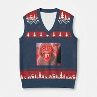 67 Mason Kid Glitchcore Graphic V-Neck Knit Sweater Vest Screaming Boy Six Seven Viral Meme Devil Edit - Wonder Print Shop