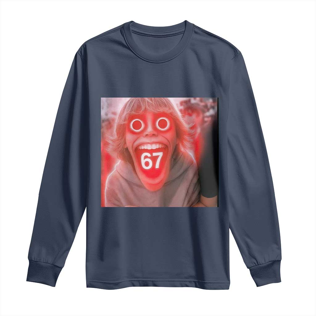 67 Mason Kid Glitchcore Graphic Long Sleeve Shirt Screaming Boy Six Seven Viral Meme Devil Edit - Wonder Print Shop