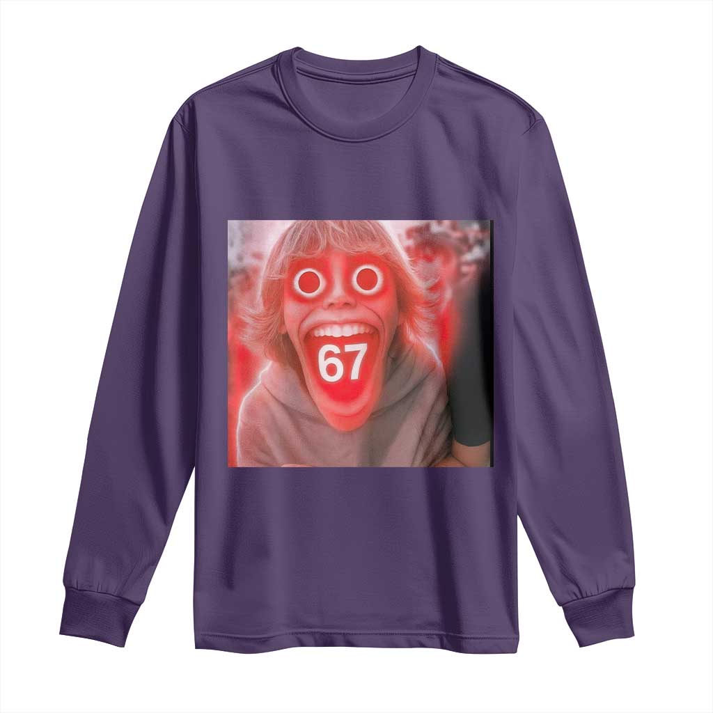 67 Mason Kid Glitchcore Graphic Long Sleeve Shirt Screaming Boy Six Seven Viral Meme Devil Edit - Wonder Print Shop