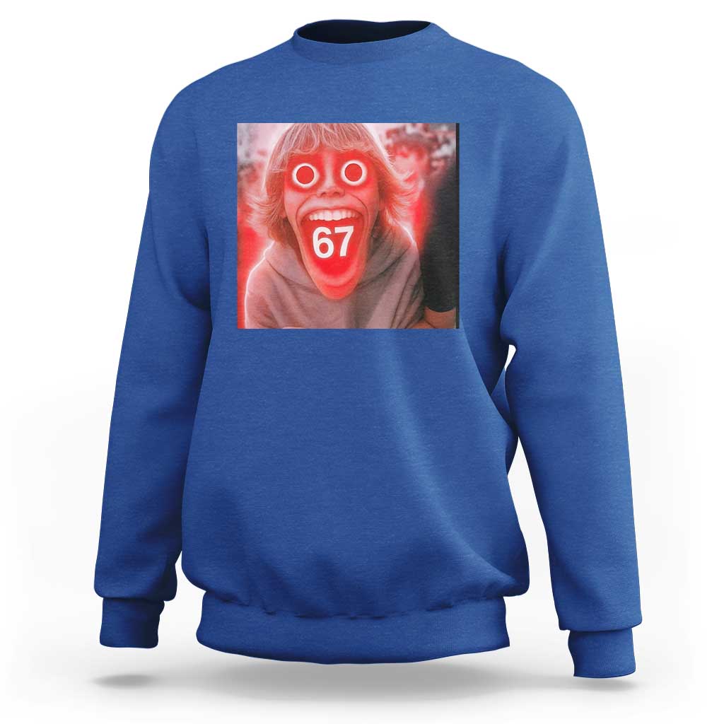 67 Mason Kid Glitchcore Graphic Sweatshirt Screaming Boy Six Seven Viral Meme Devil Edit - Wonder Print Shop