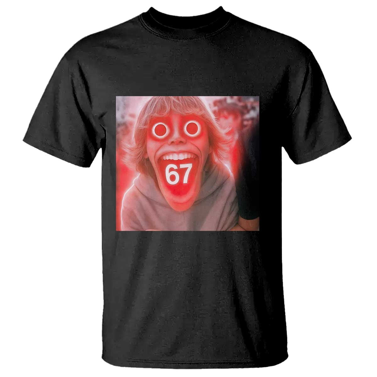 67 Mason Kid Glitchcore Graphic T Shirt Screaming Boy Six Seven Viral Meme Devil Edit - Wonder Print Shop