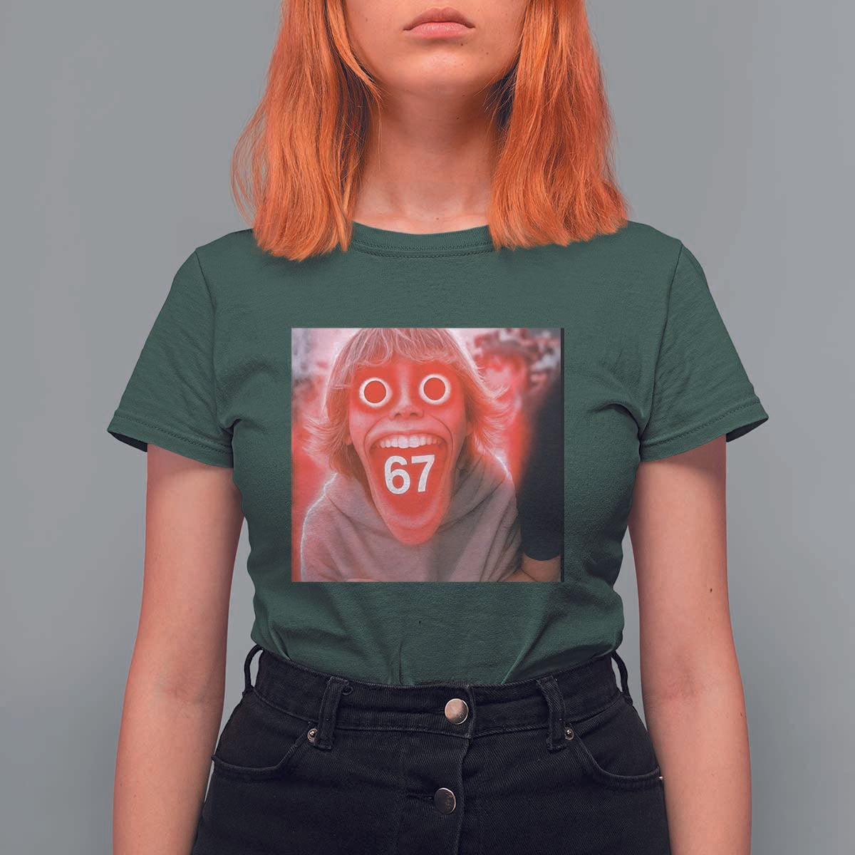 67 Mason Kid Glitchcore Graphic T Shirt For Women Screaming Boy Six Seven Viral Meme Devil Edit - Wonder Print Shop