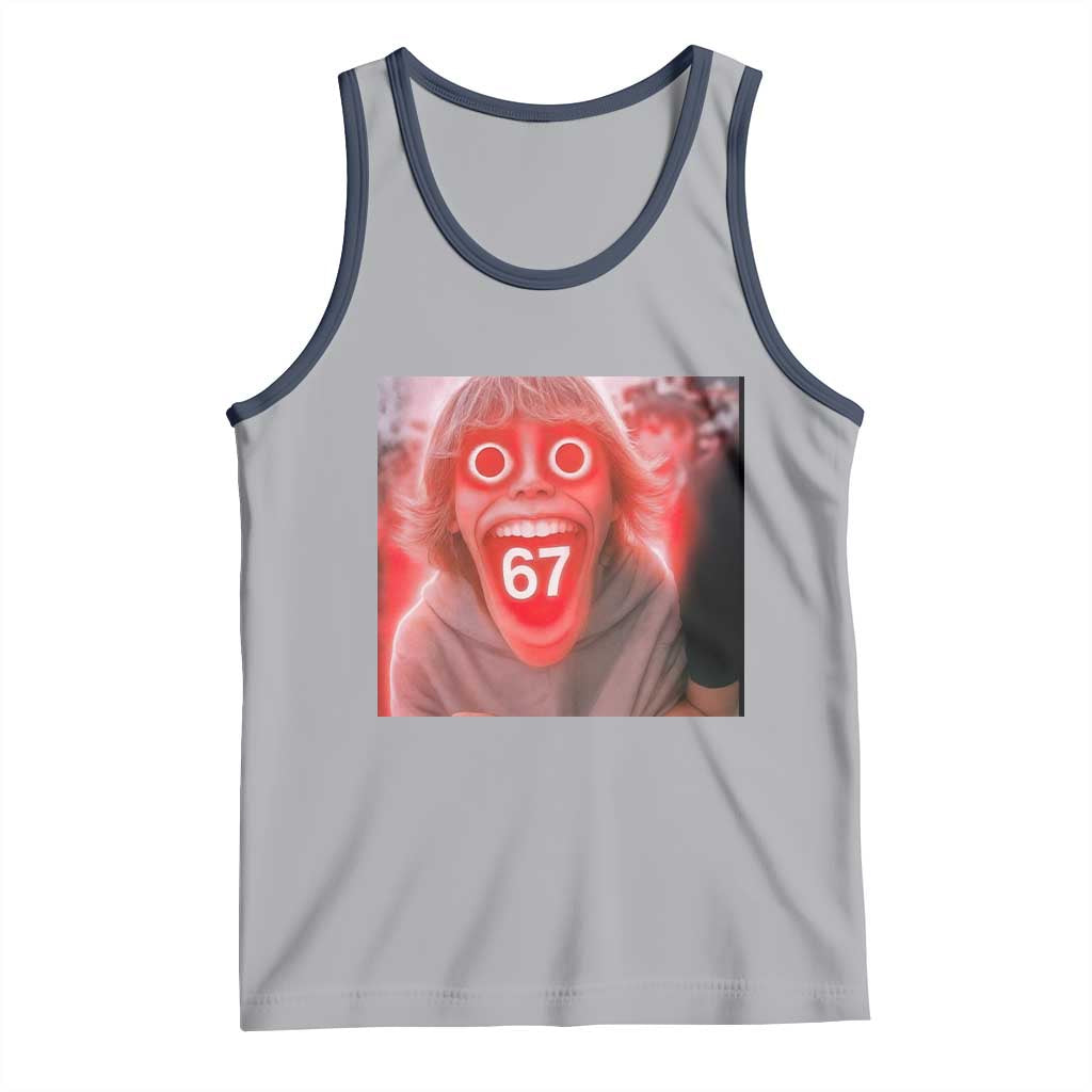 67 Mason Kid Glitchcore Graphic Tank Top Screaming Boy Six Seven Viral Meme Devil Edit - Wonder Print Shop