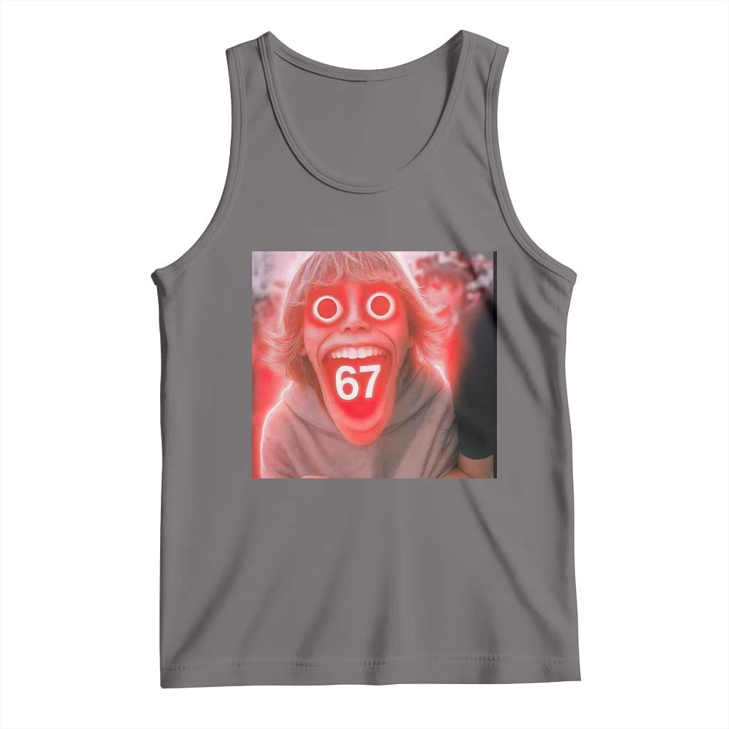 67 Mason Kid Glitchcore Graphic Tank Top Screaming Boy Six Seven Viral Meme Devil Edit - Wonder Print Shop