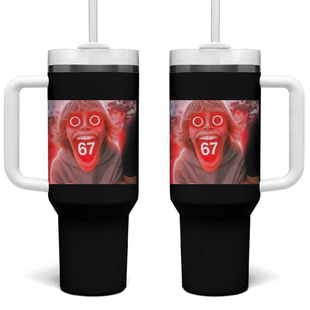 67 Mason Kid Glitchcore Graphic Tumbler With Handle Screaming Boy Six Seven Viral Meme Devil Edit - Wonder Print Shop