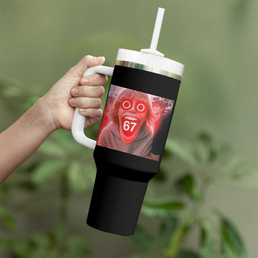 67 Mason Kid Glitchcore Graphic Tumbler With Handle Screaming Boy Six Seven Viral Meme Devil Edit - Wonder Print Shop