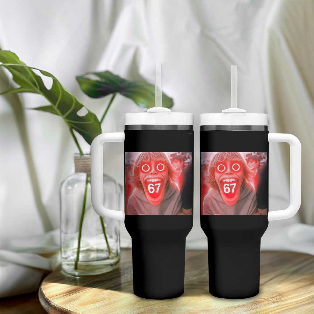 67 Mason Kid Glitchcore Graphic Tumbler With Handle Screaming Boy Six Seven Viral Meme Devil Edit - Wonder Print Shop