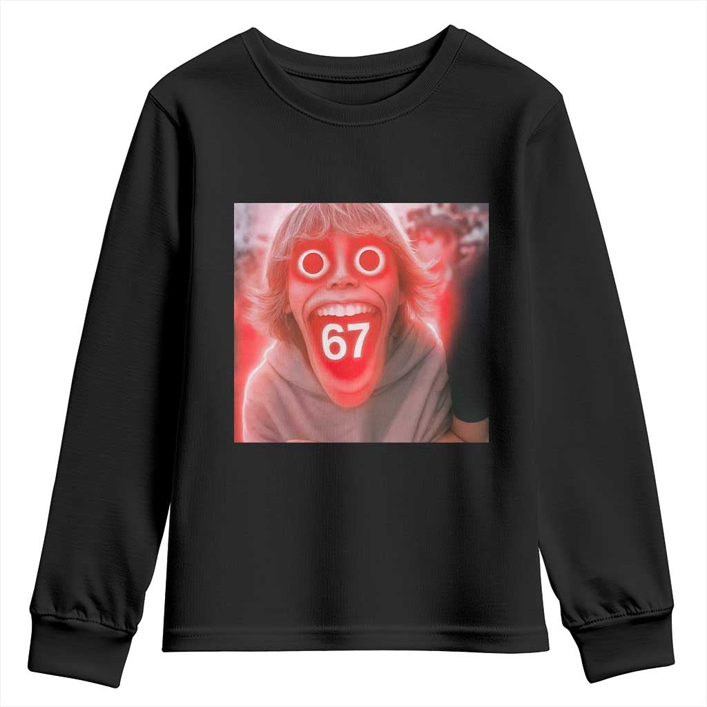 67 Mason Kid Glitchcore Graphic Youth Sweatshirt Screaming Boy Six Seven Viral Meme Devil Edit - Wonder Print Shop