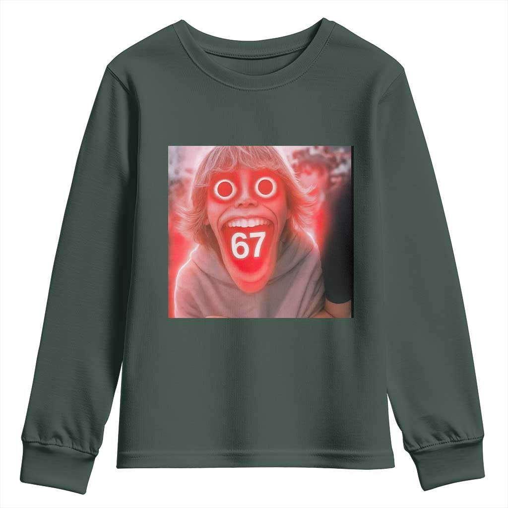 67 Mason Kid Glitchcore Graphic Youth Sweatshirt Screaming Boy Six Seven Viral Meme Devil Edit - Wonder Print Shop