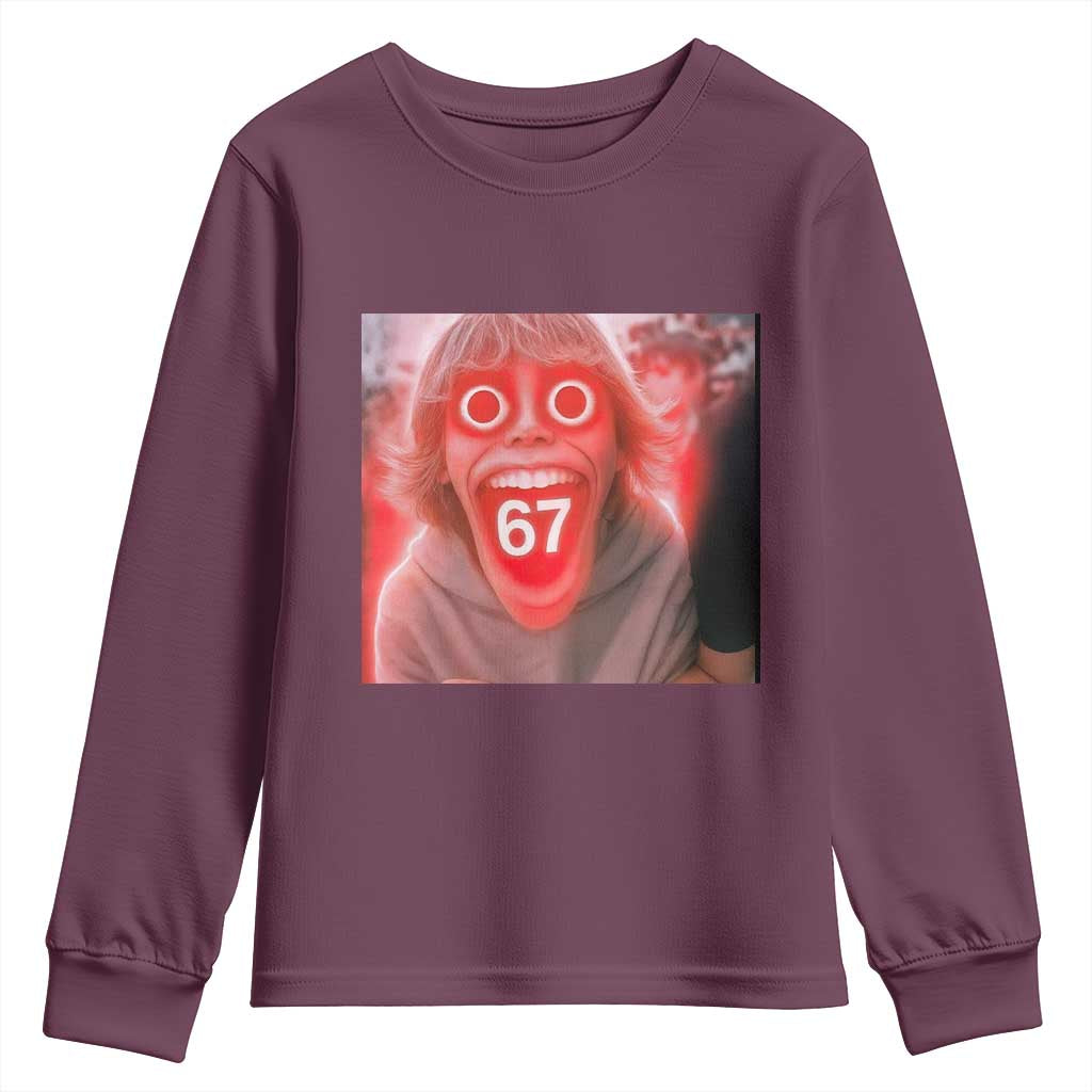 67 Mason Kid Glitchcore Graphic Youth Sweatshirt Screaming Boy Six Seven Viral Meme Devil Edit - Wonder Print Shop