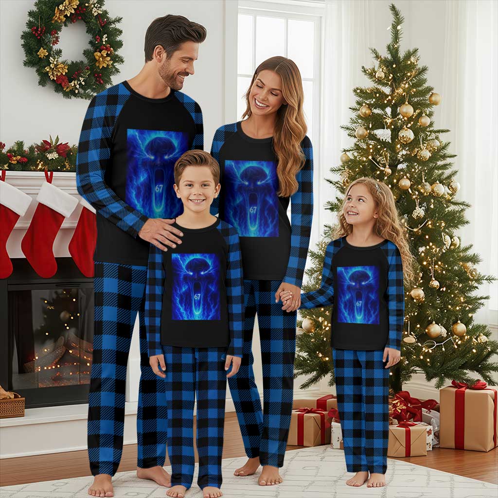 Six Seven Energy Overload Graphic Plaid Pajama Set 67 Mason Kid Analog Horror Meme - Wonder Print Shop