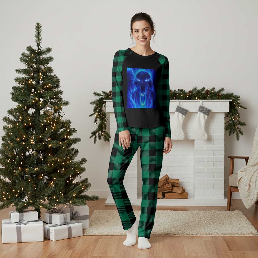 Six Seven Energy Overload Graphic Plaid Pajama Set 67 Mason Kid Analog Horror Meme - Wonder Print Shop
