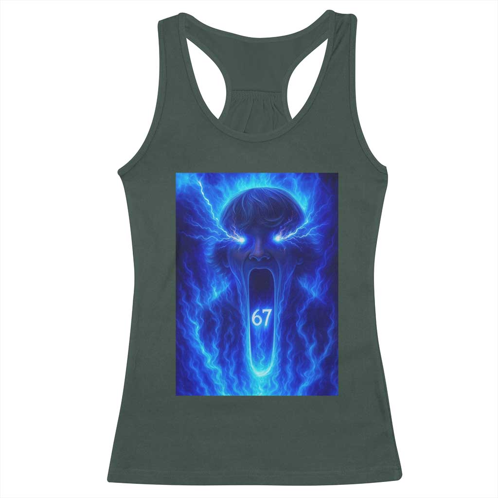 Six Seven Energy Overload Graphic Racerback Tank Top 67 Mason Kid Analog Horror Meme - Wonder Print Shop