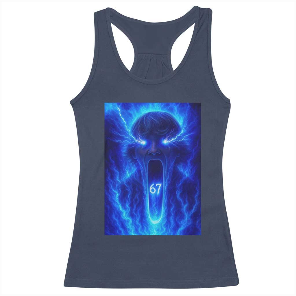 Six Seven Energy Overload Graphic Racerback Tank Top 67 Mason Kid Analog Horror Meme - Wonder Print Shop
