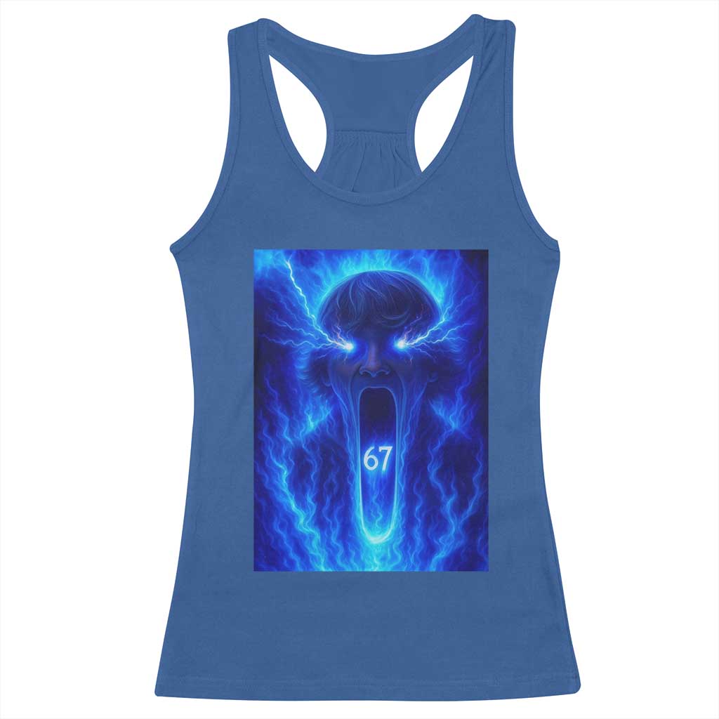 Six Seven Energy Overload Graphic Racerback Tank Top 67 Mason Kid Analog Horror Meme - Wonder Print Shop