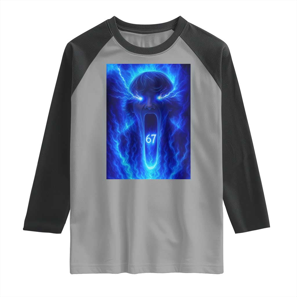 Six Seven Energy Overload Graphic Raglan Shirt 67 Mason Kid Analog Horror Meme - Wonder Print Shop