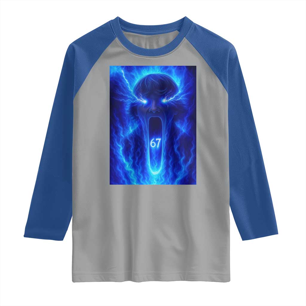 Six Seven Energy Overload Graphic Raglan Shirt 67 Mason Kid Analog Horror Meme - Wonder Print Shop