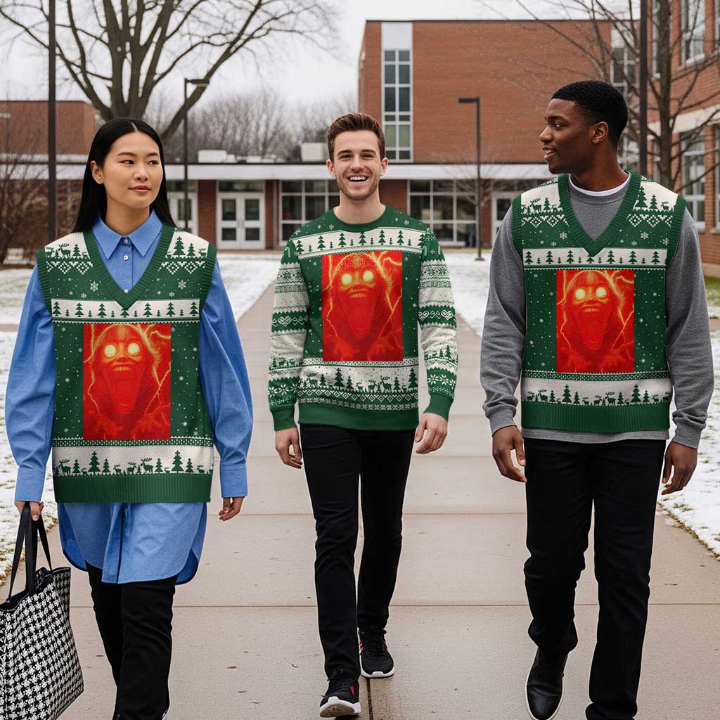 Mason 67 Devil Edit Graphic V-Neck Knit Sweater Vest Viral 6 7 Possession Six Seven Meme - Wonder Print Shop