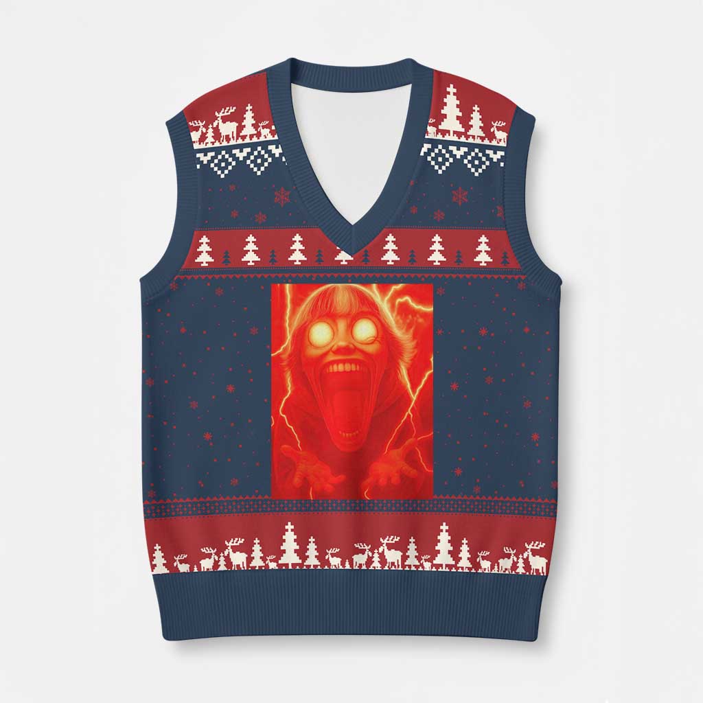 Mason 67 Devil Edit Graphic V-Neck Knit Sweater Vest Viral 6 7 Possession Six Seven Meme - Wonder Print Shop