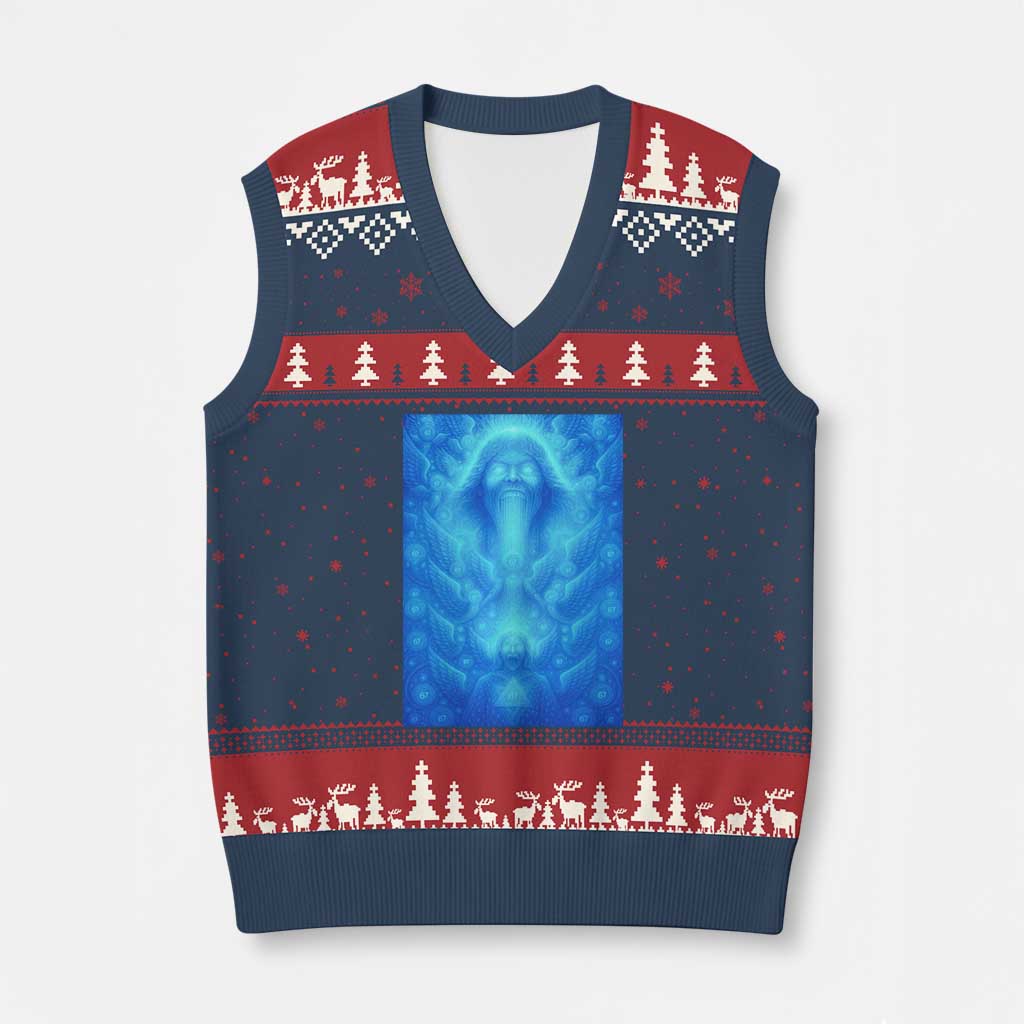Divine 67 Meme V-Neck Knit Sweater Vest Celestial Mason 6 7 Spiritual Six Seven Angelcore - Wonder Print Shop