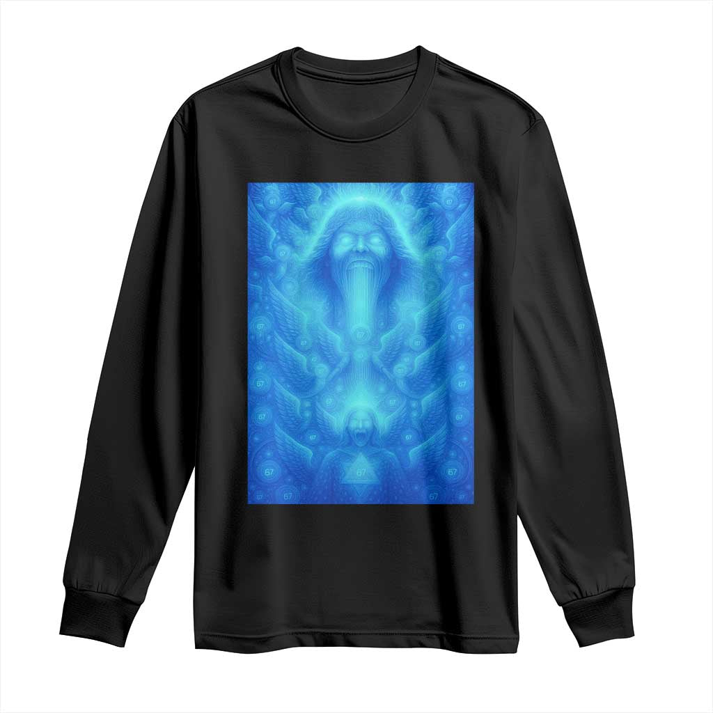 Divine 67 Meme Long Sleeve Shirt Celestial Mason 6 7 Spiritual Six Seven Angelcore - Wonder Print Shop