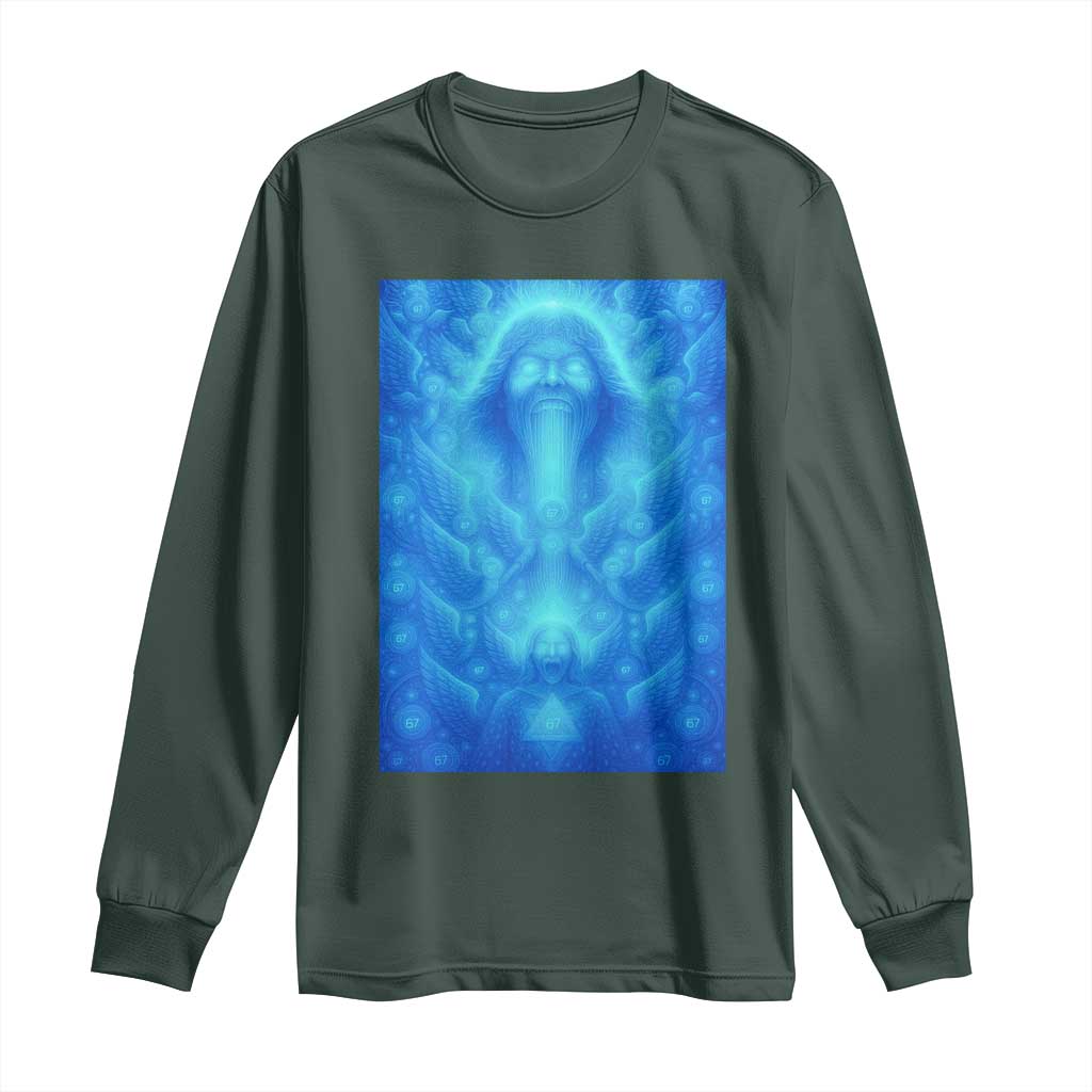 Divine 67 Meme Long Sleeve Shirt Celestial Mason 6 7 Spiritual Six Seven Angelcore - Wonder Print Shop