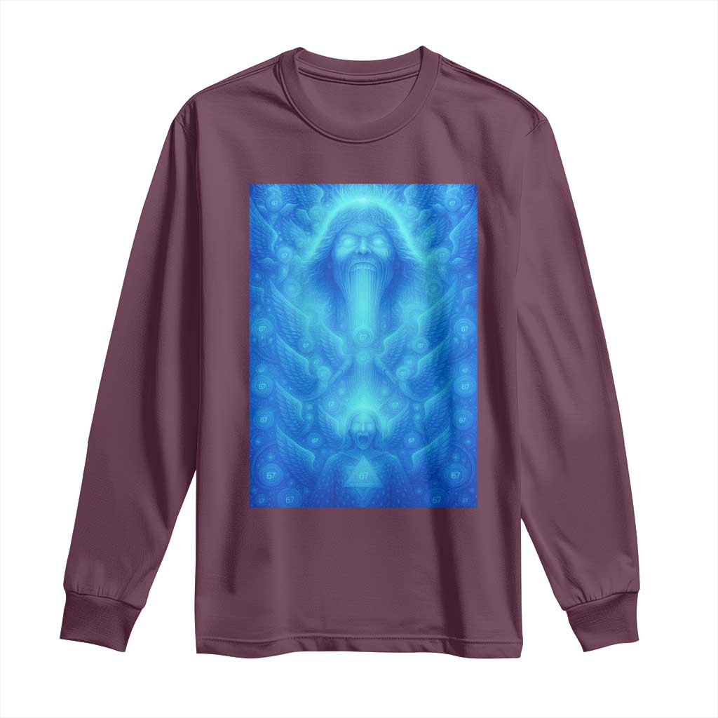 Divine 67 Meme Long Sleeve Shirt Celestial Mason 6 7 Spiritual Six Seven Angelcore - Wonder Print Shop