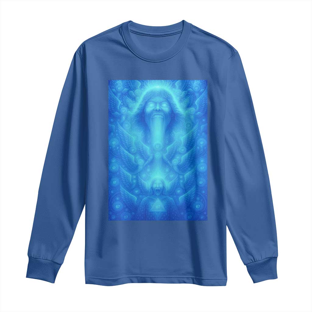 Divine 67 Meme Long Sleeve Shirt Celestial Mason 6 7 Spiritual Six Seven Angelcore - Wonder Print Shop